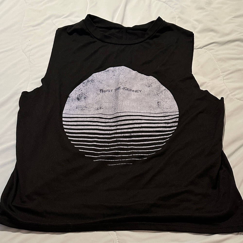 Women's Black Graphic Muscle Tank - 'Trust the Journey'